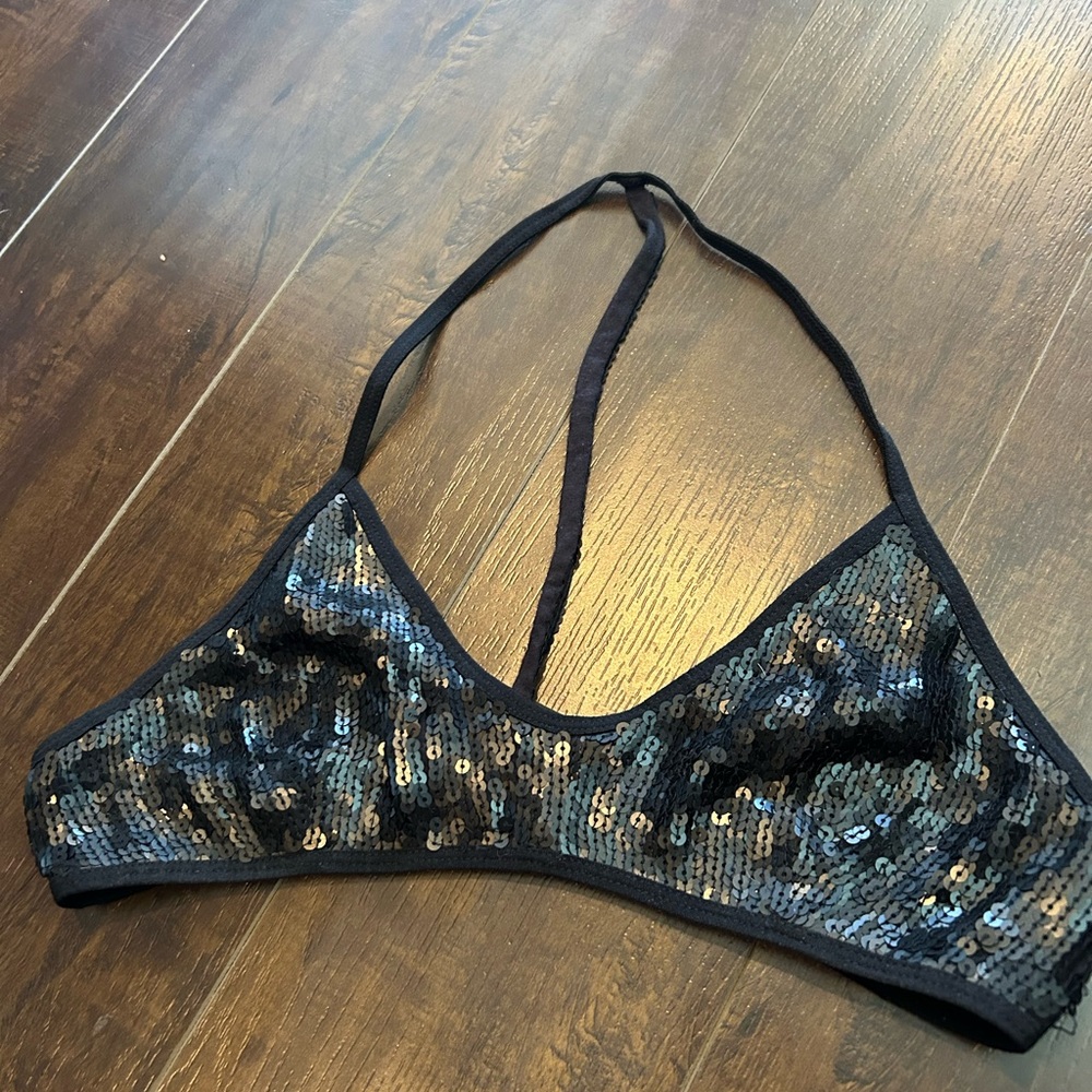 Chan Luu Black Sequin Bralette